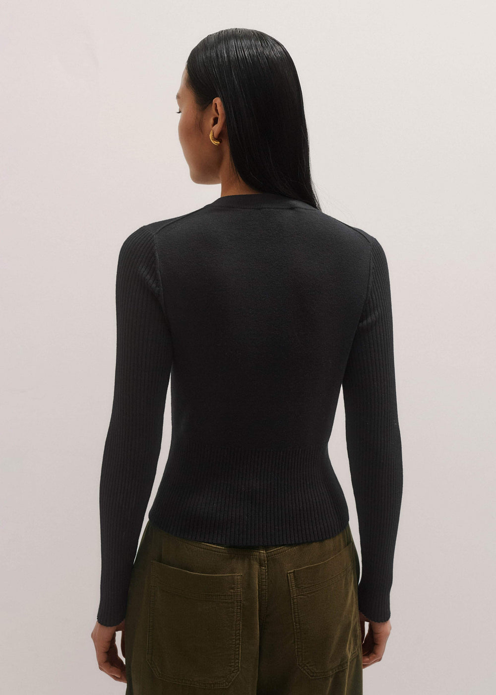 Black Milano Knit Two-Way Zip Cardigan meandem