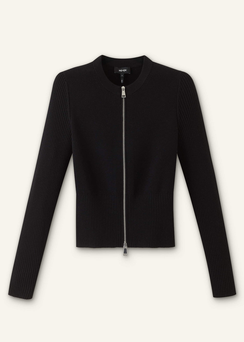 Black Milano Knit Two-Way Zip Cardigan meandem
