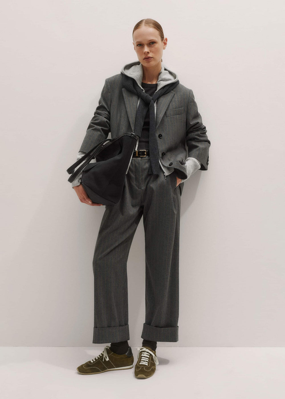 Silver Gray Mélange Cashmere Relaxed Fit Box Zip Hoodie meandem