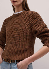 Brown Chunky Cotton Raglan Sweater meandem