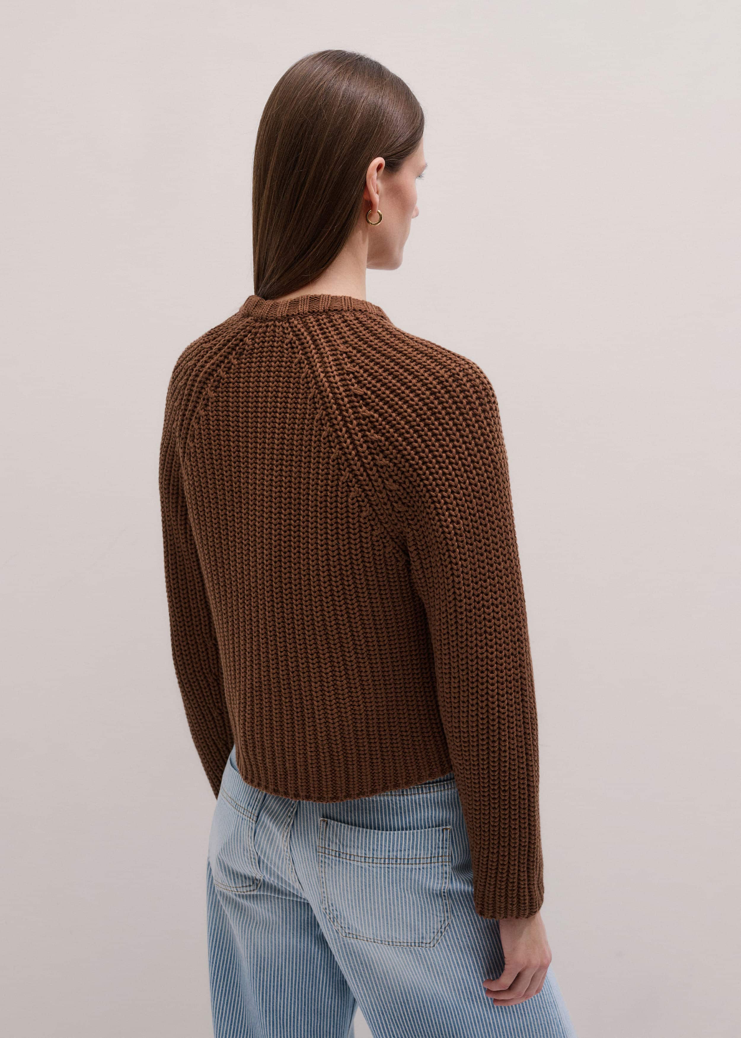 Brown Chunky Cotton Raglan Sweater meandem