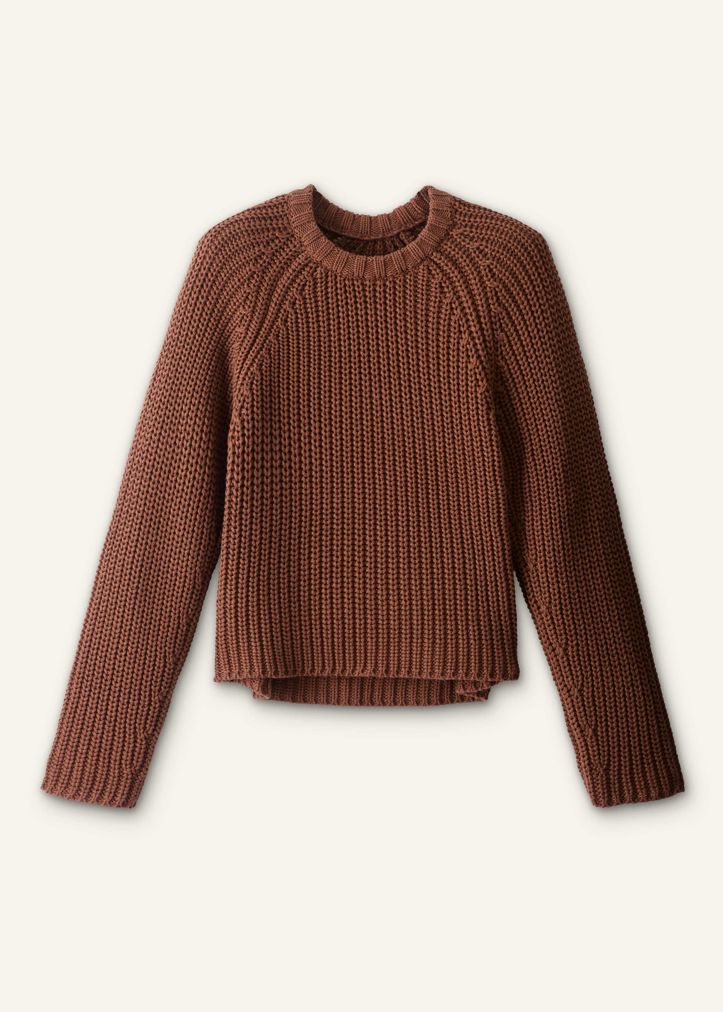 Brown Chunky Cotton Raglan Sweater meandem