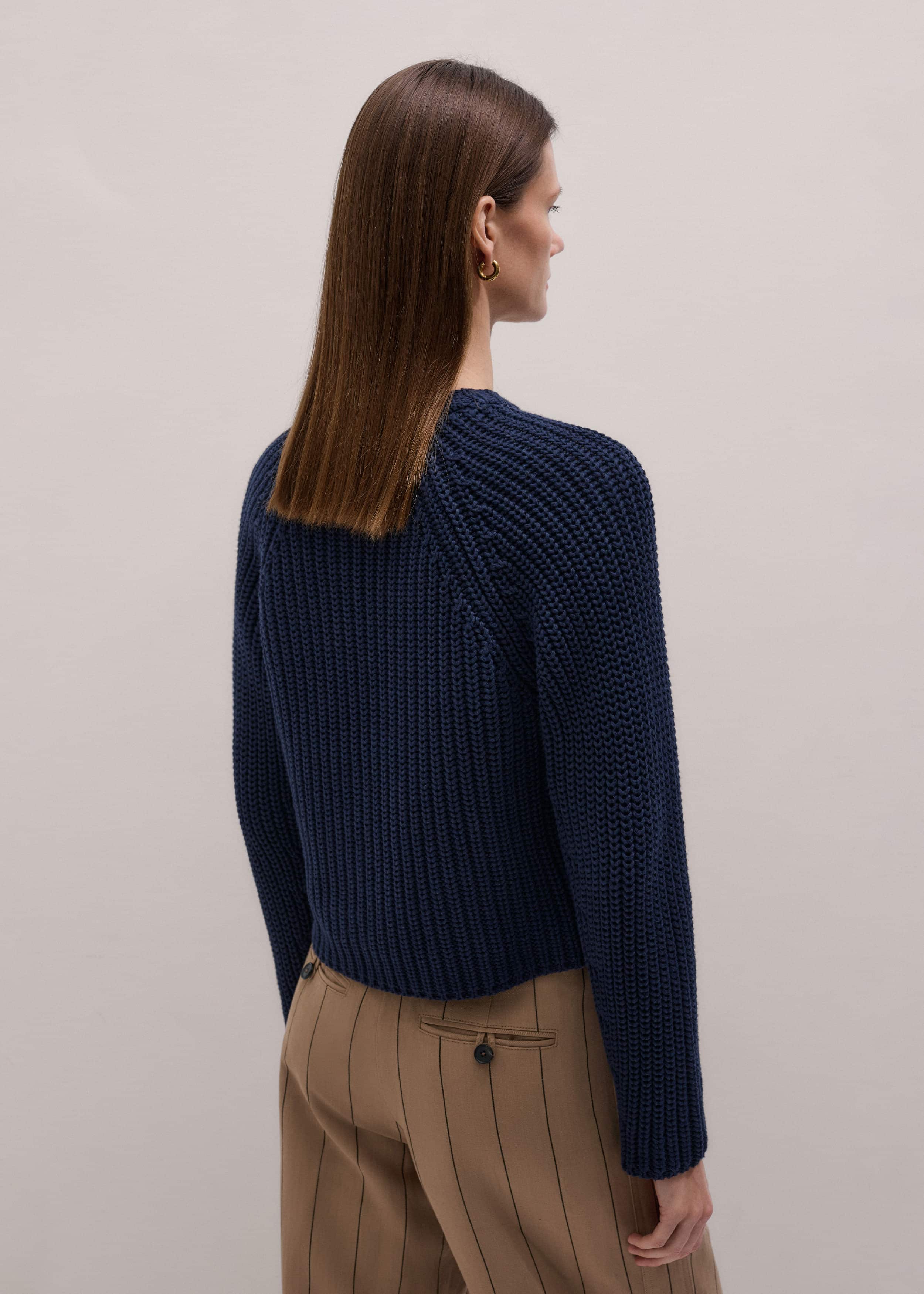 Navy Chunky Cotton Raglan Sweater meandem