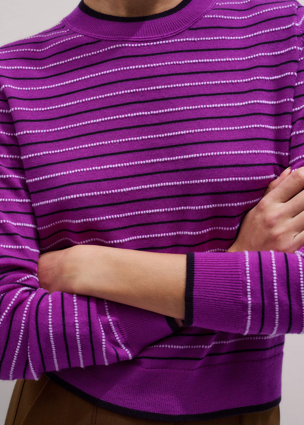 Textured Stripe Straight Sweater meandem