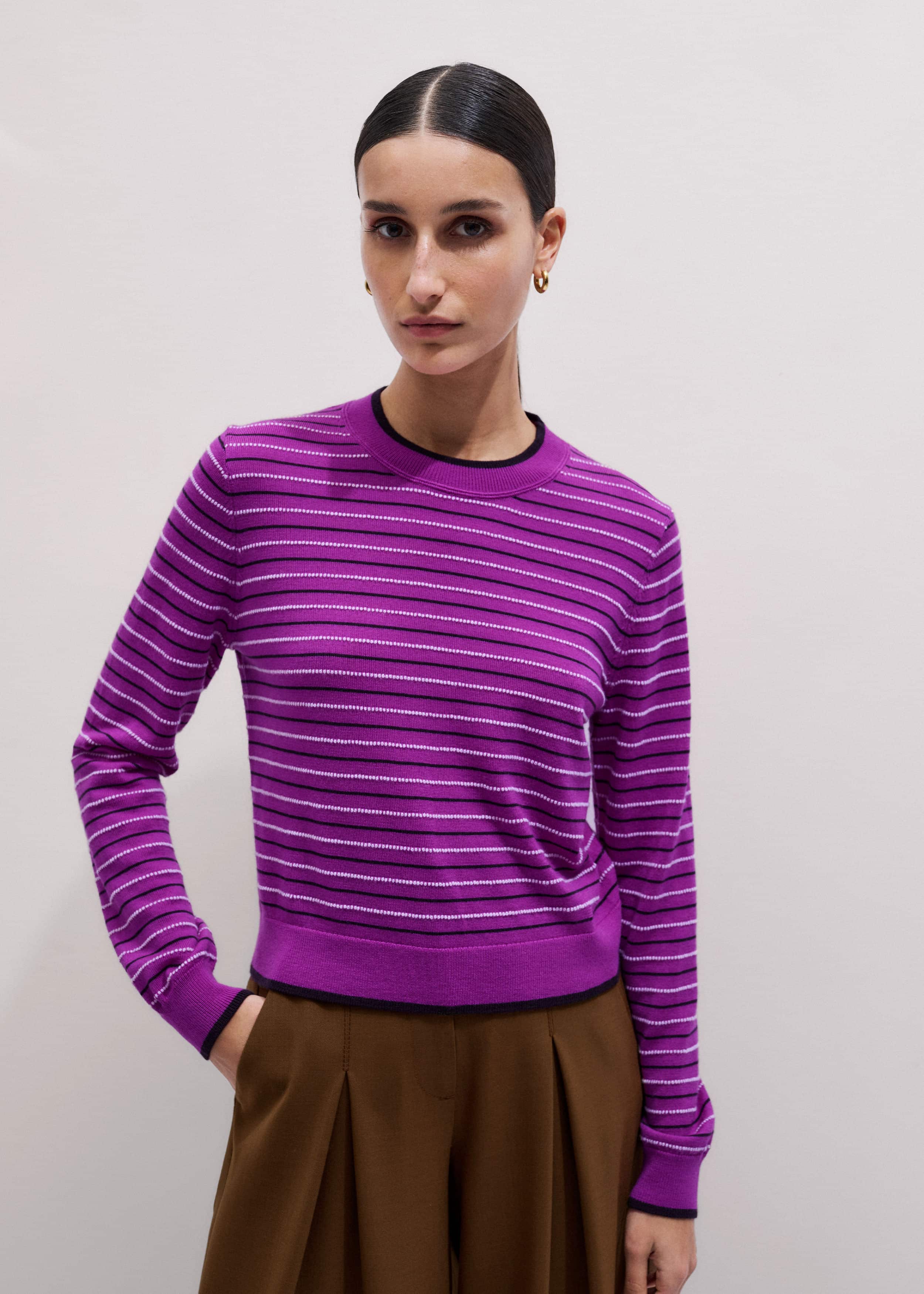 Textured Stripe Straight Sweater meandem