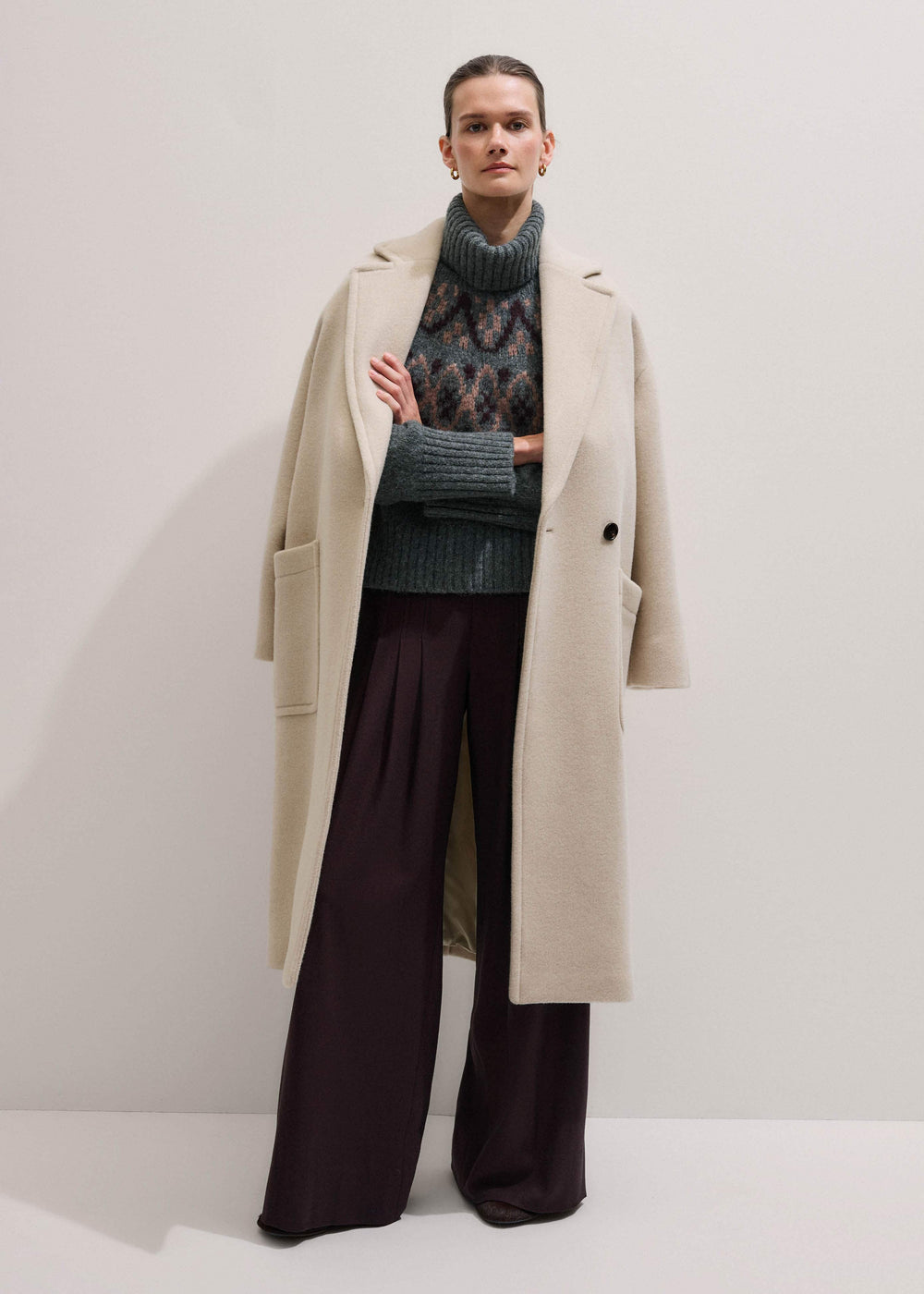 Gray Fairisle Jacquard Relaxed Sweater + Snood meandem