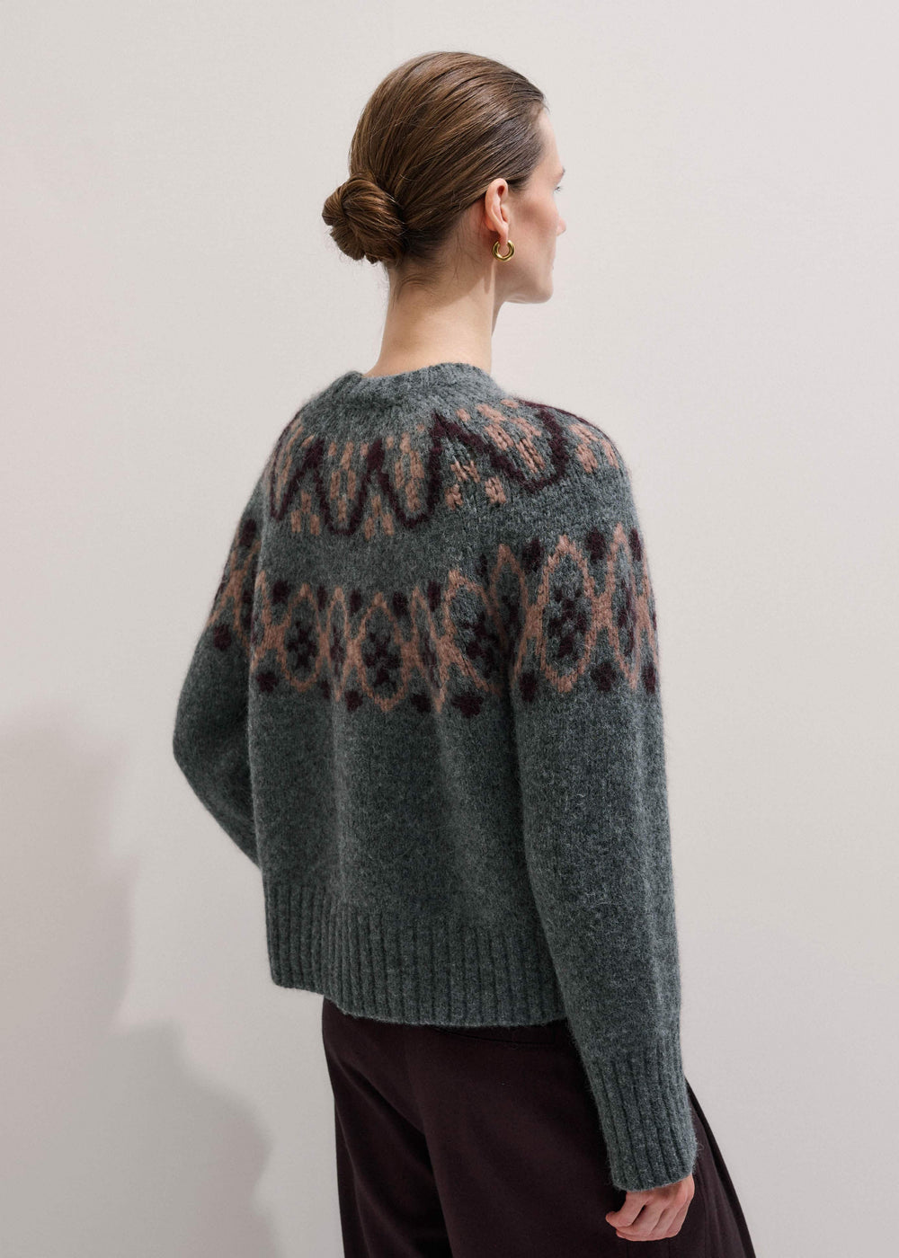 Gray Fairisle Jacquard Relaxed Sweater + Snood meandem