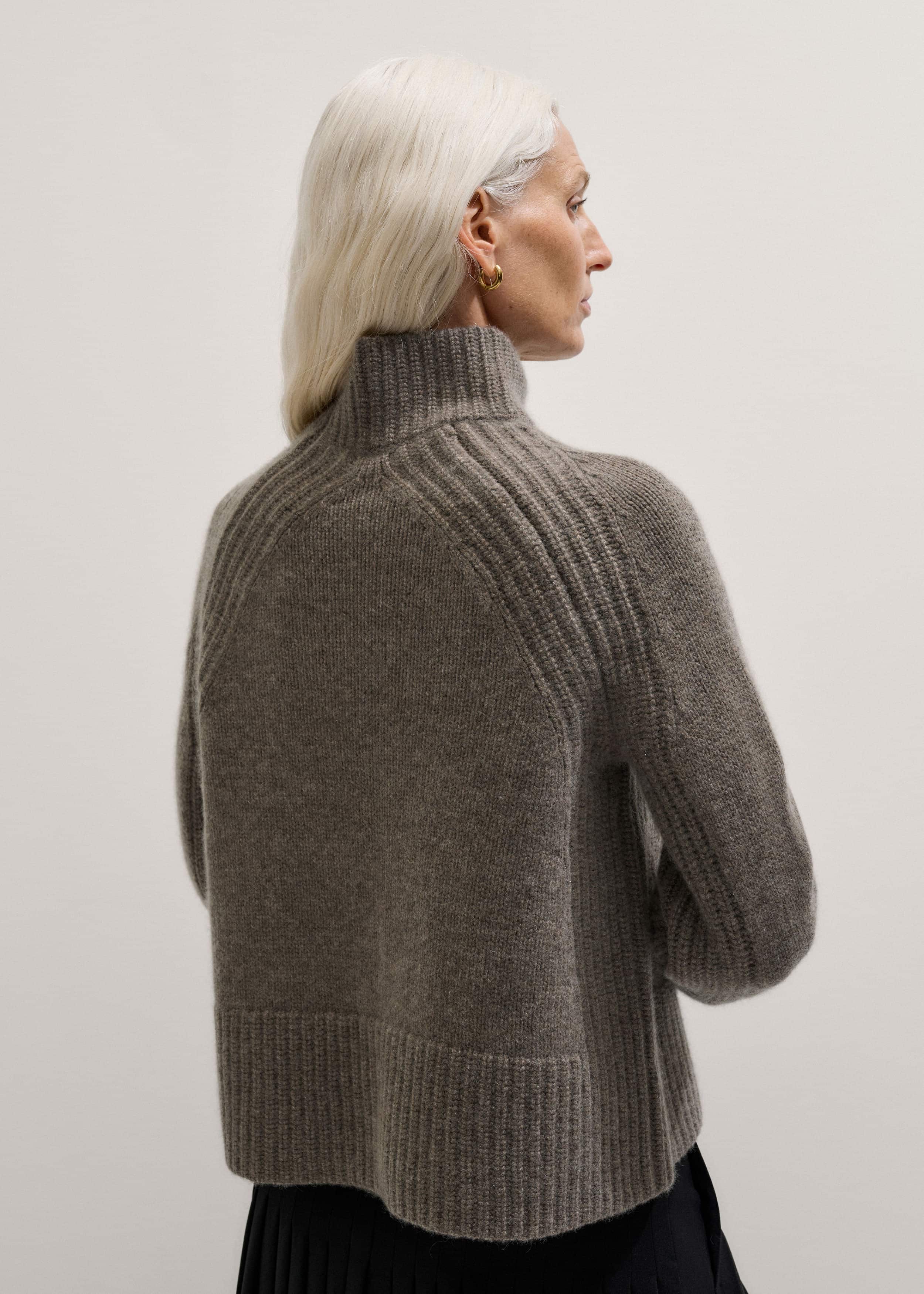 Brown Cashmere High Neck Relaxed Statement Sweater meandem