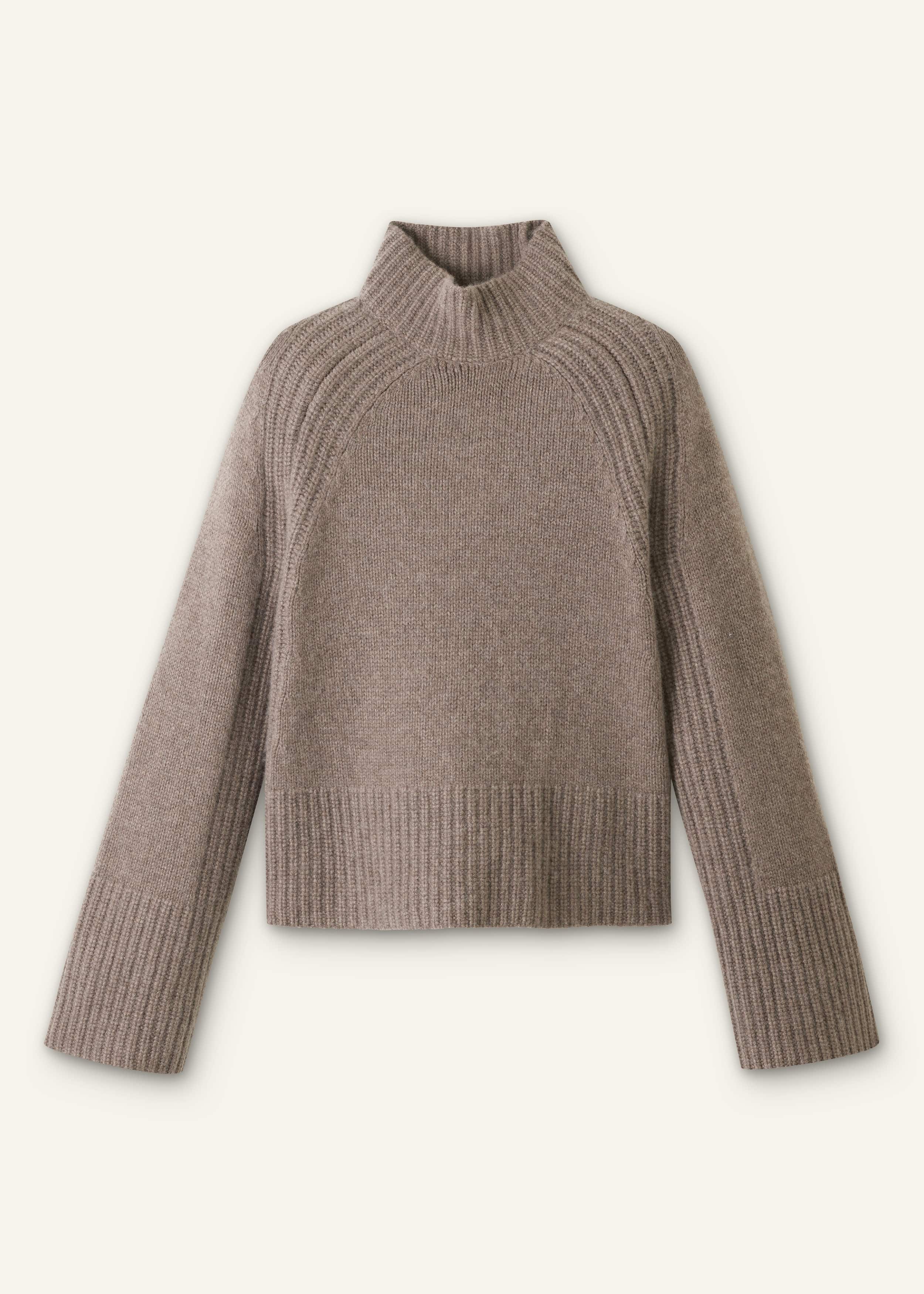 Brown Cashmere High Neck Relaxed Statement Sweater meandem