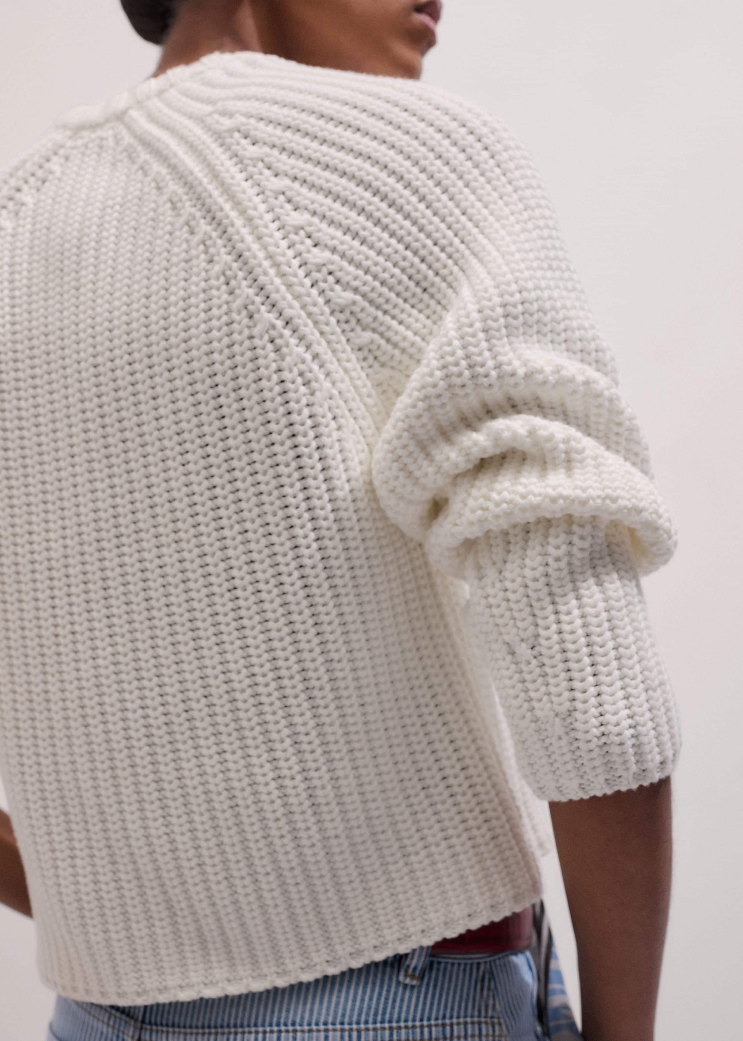 White Chunky Raglan Relaxed Weekend Sweater meandem