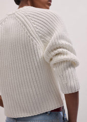 White Chunky Raglan Relaxed Weekend Sweater meandem