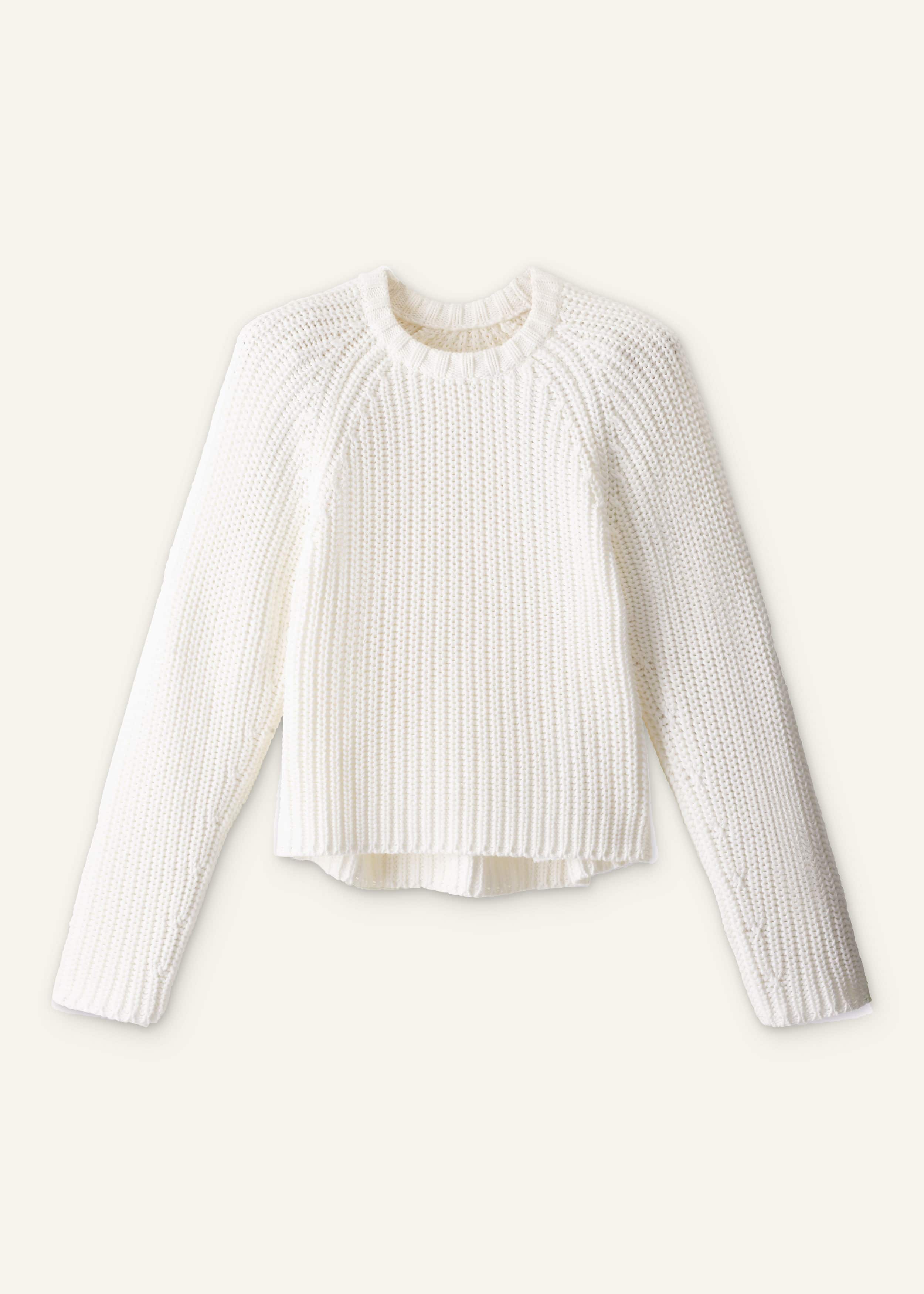 White Chunky Raglan Relaxed Weekend Sweater meandem