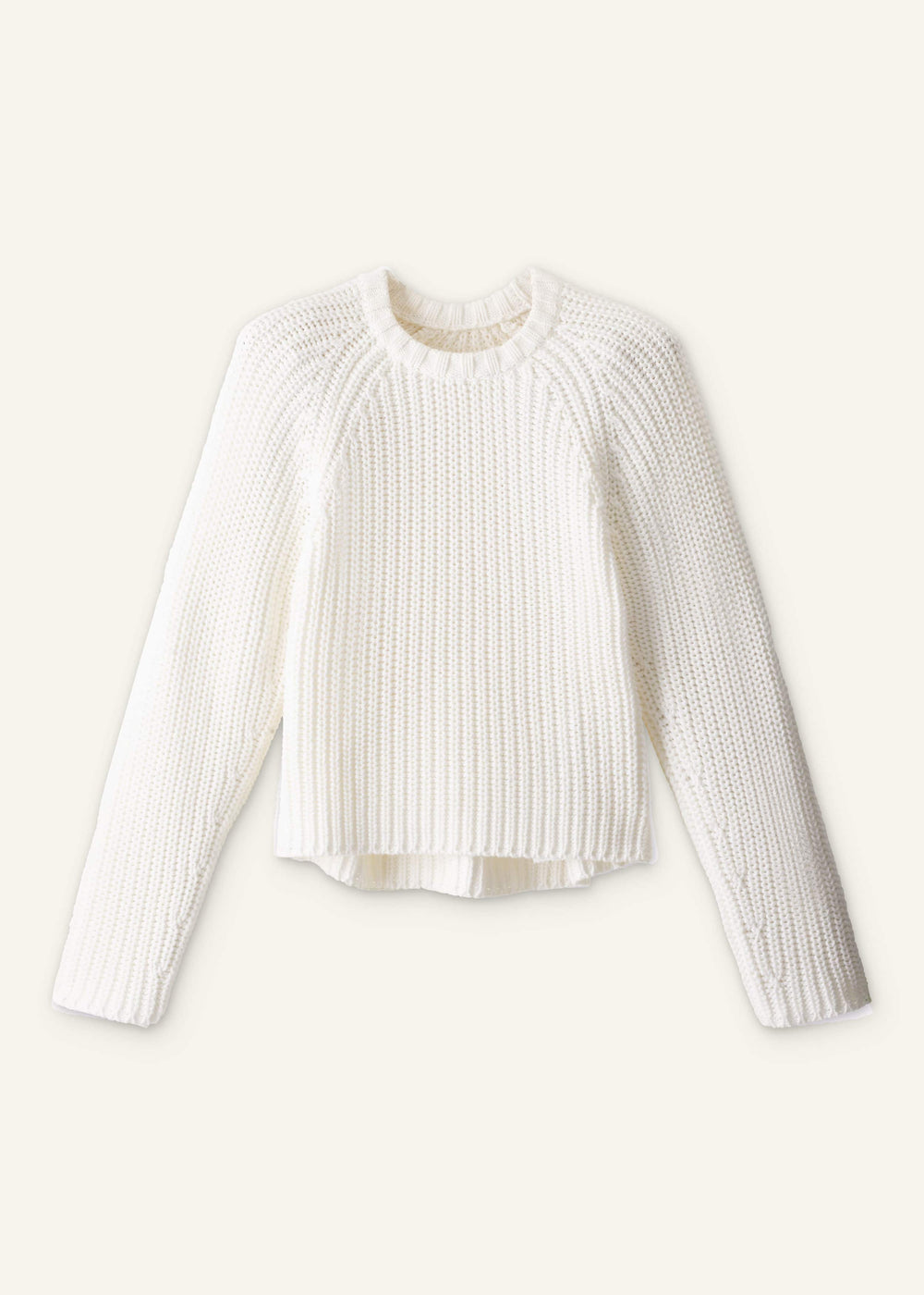 White Chunky Raglan Relaxed Weekend Sweater meandem