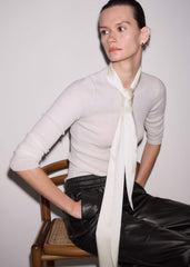 Cream Barely There Slim Rib Layering Sweater meandem