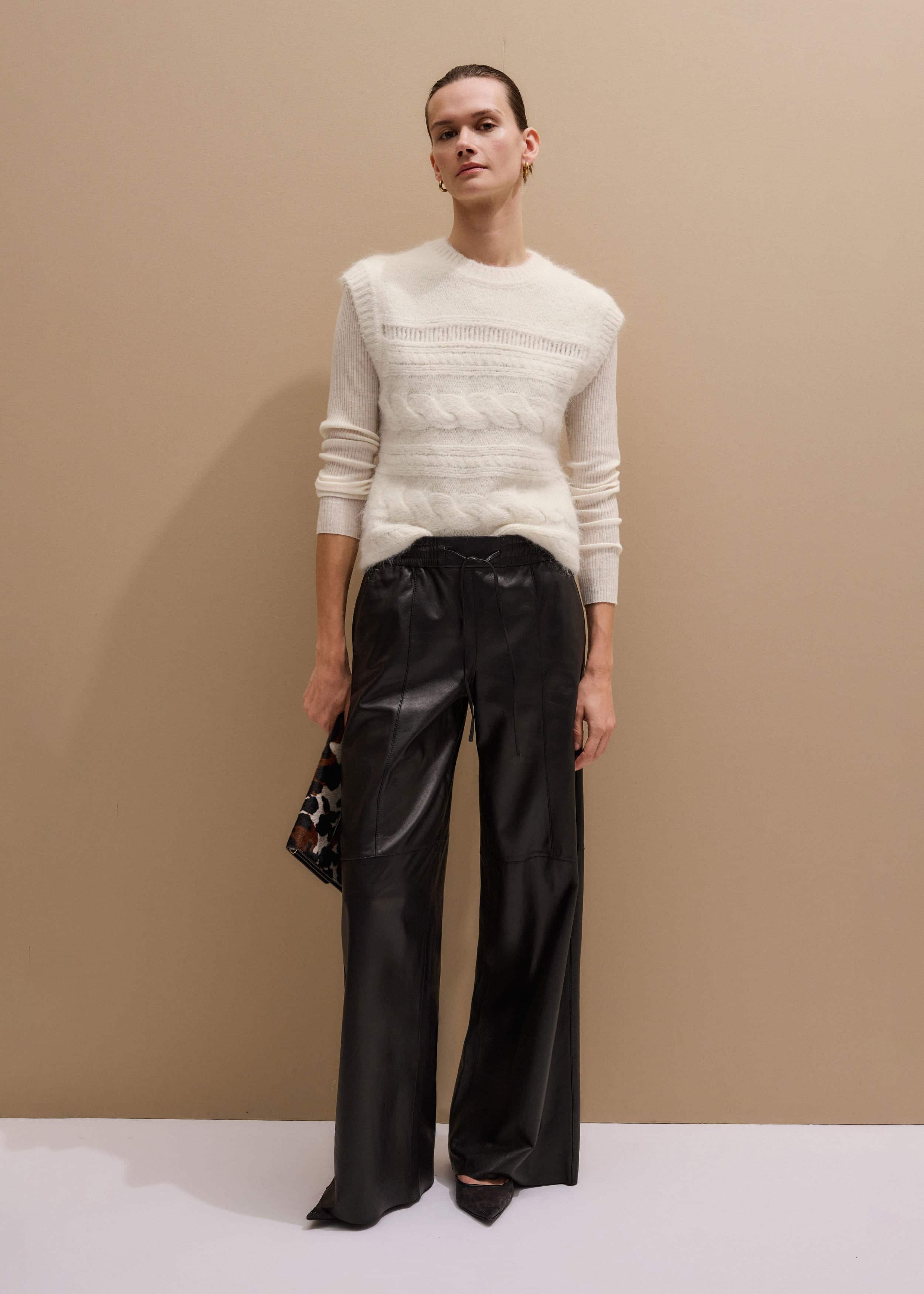 Cream Barely There Slim Rib Layering Sweater meandem