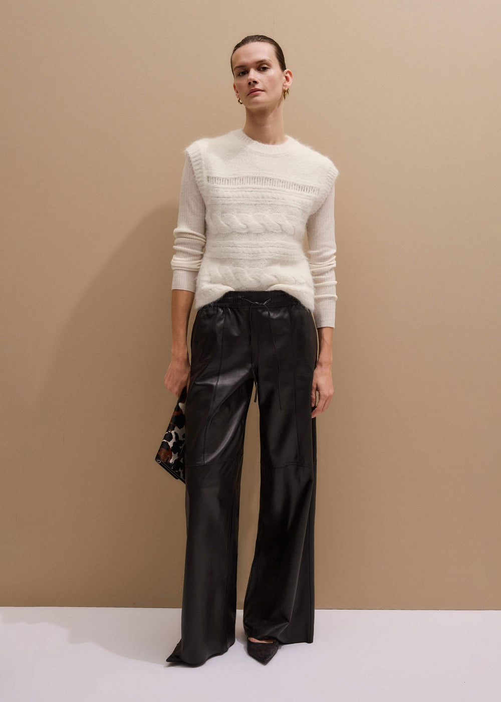 Cream Barely There Slim Rib Layering Sweater meandem