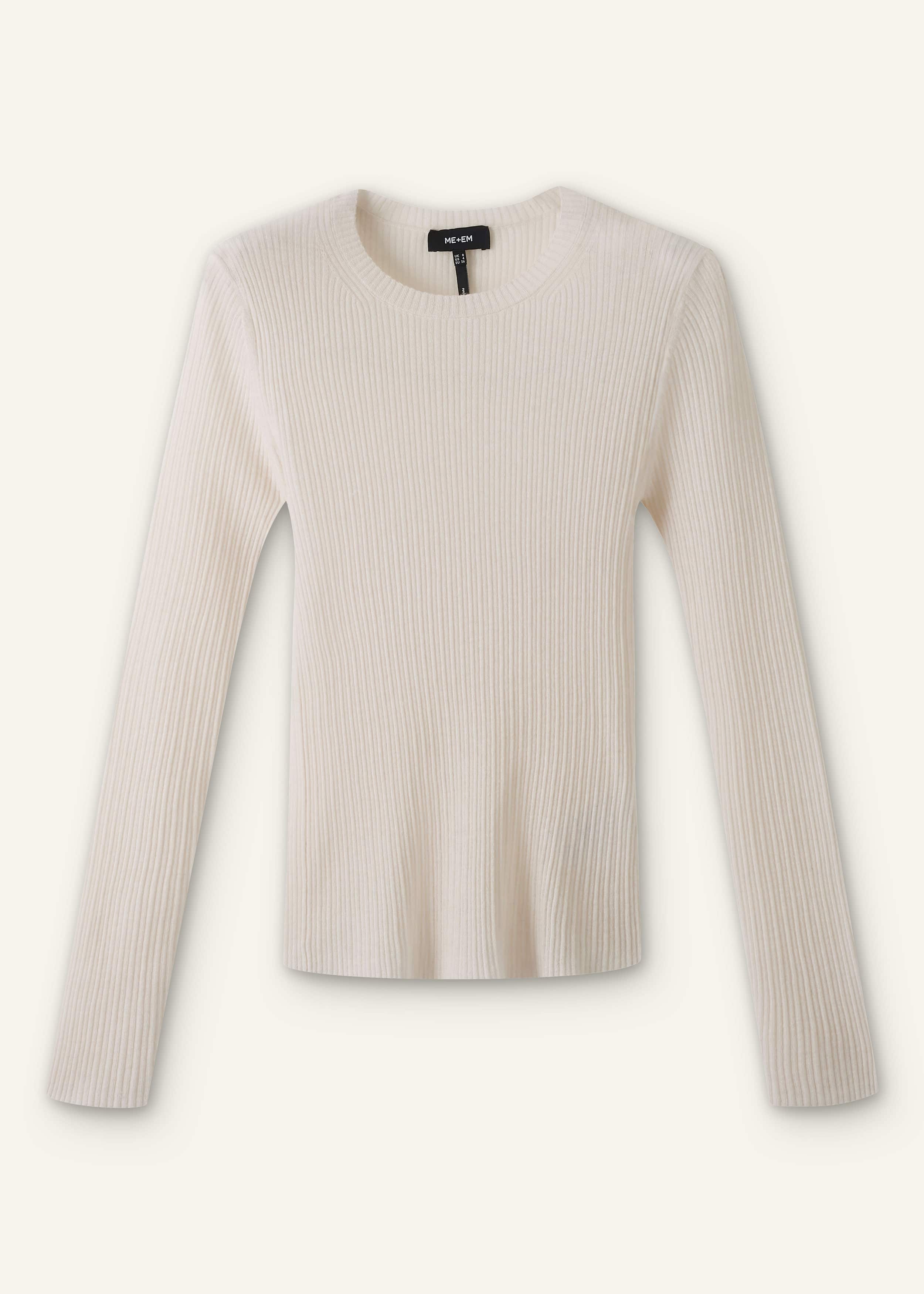Cream Barely There Slim Rib Layering Sweater meandem