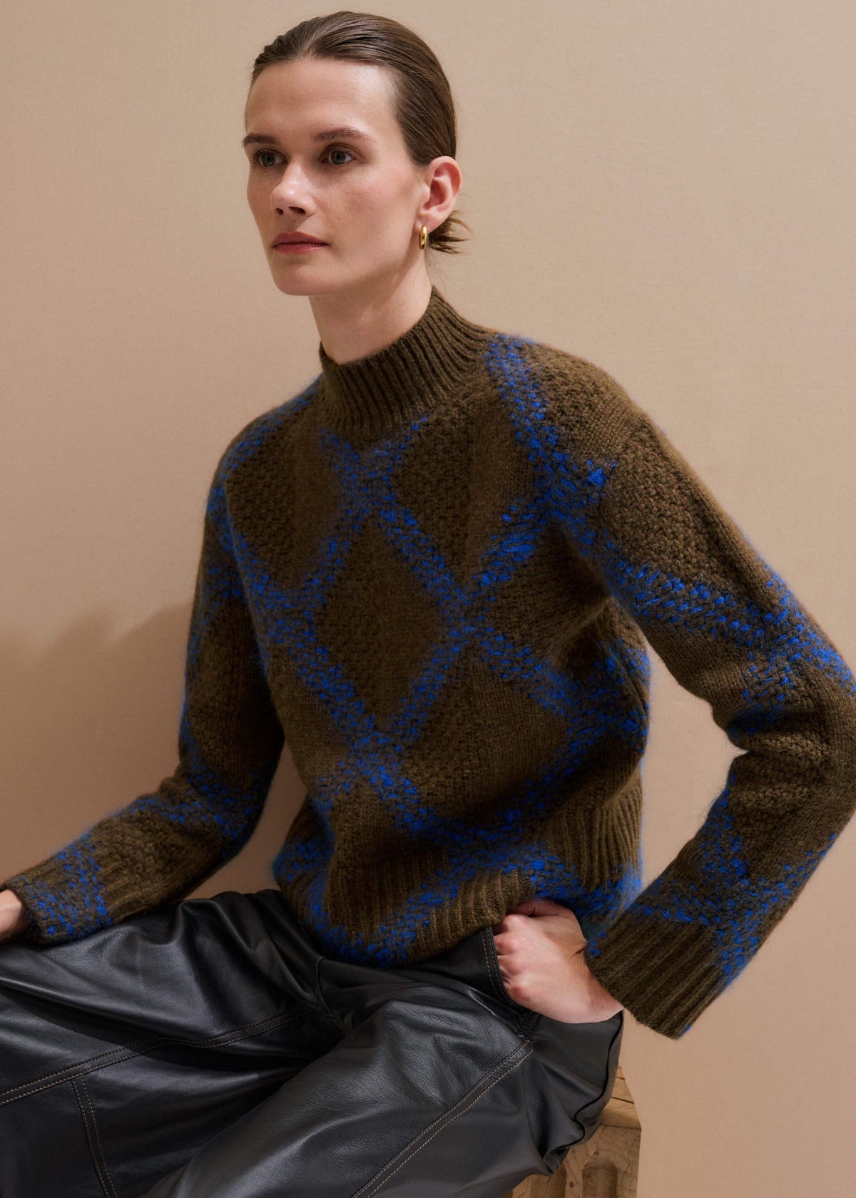 Green Merino Statement Textured Argyle Sweater meandem