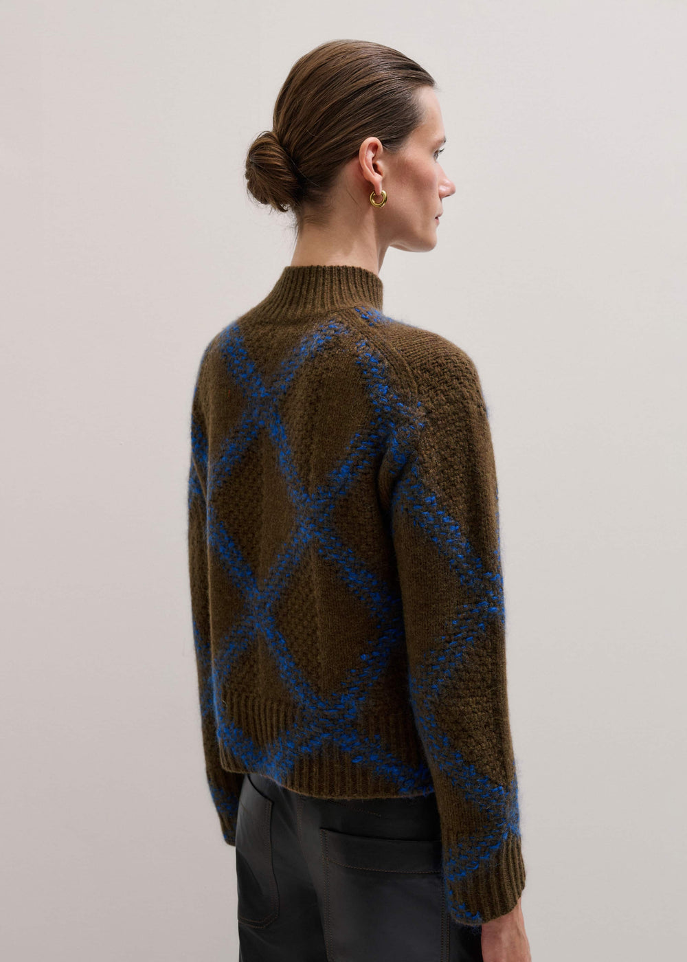 Green Merino Statement Textured Argyle Sweater meandem