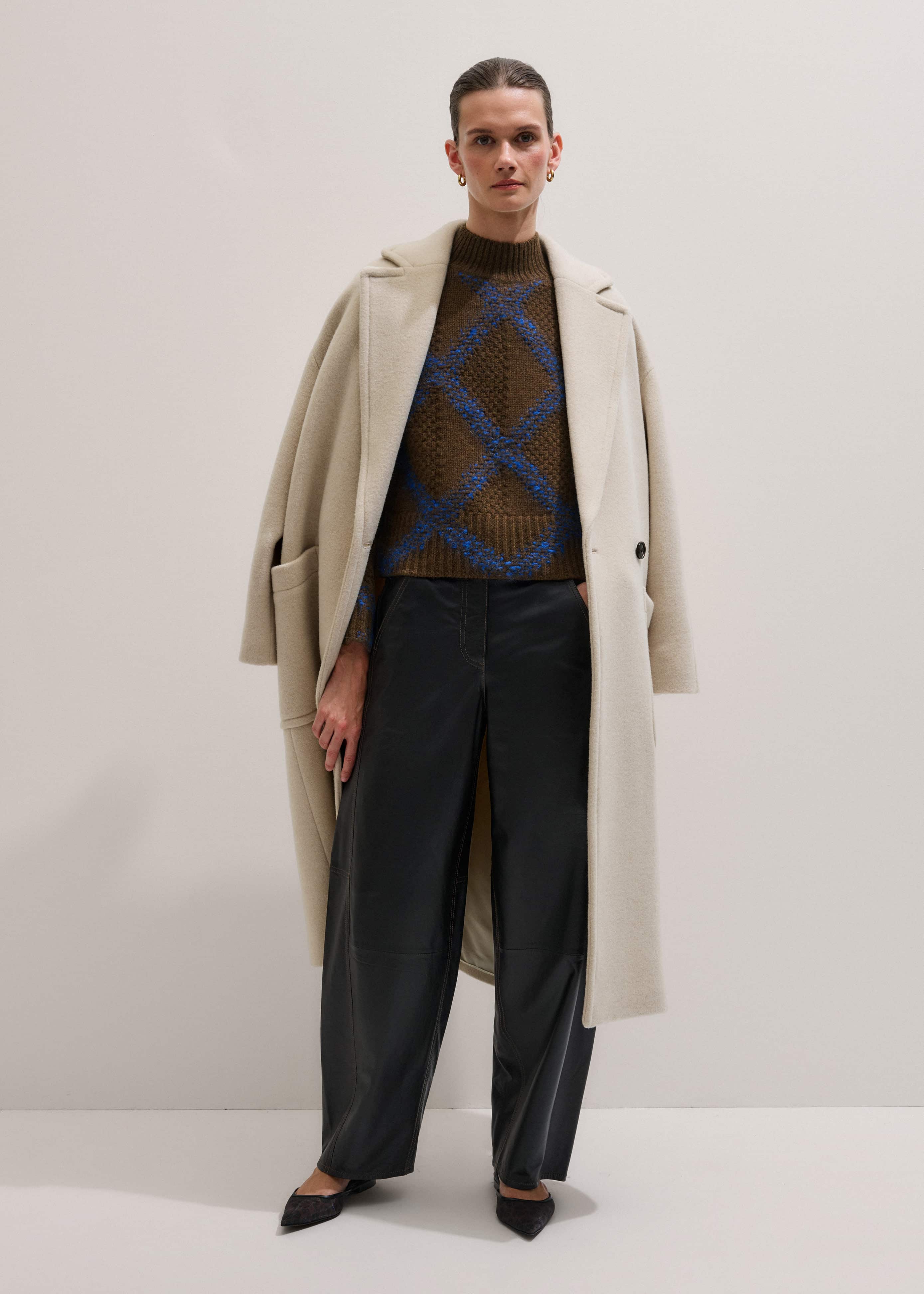 Green Merino Statement Textured Argyle Sweater meandem