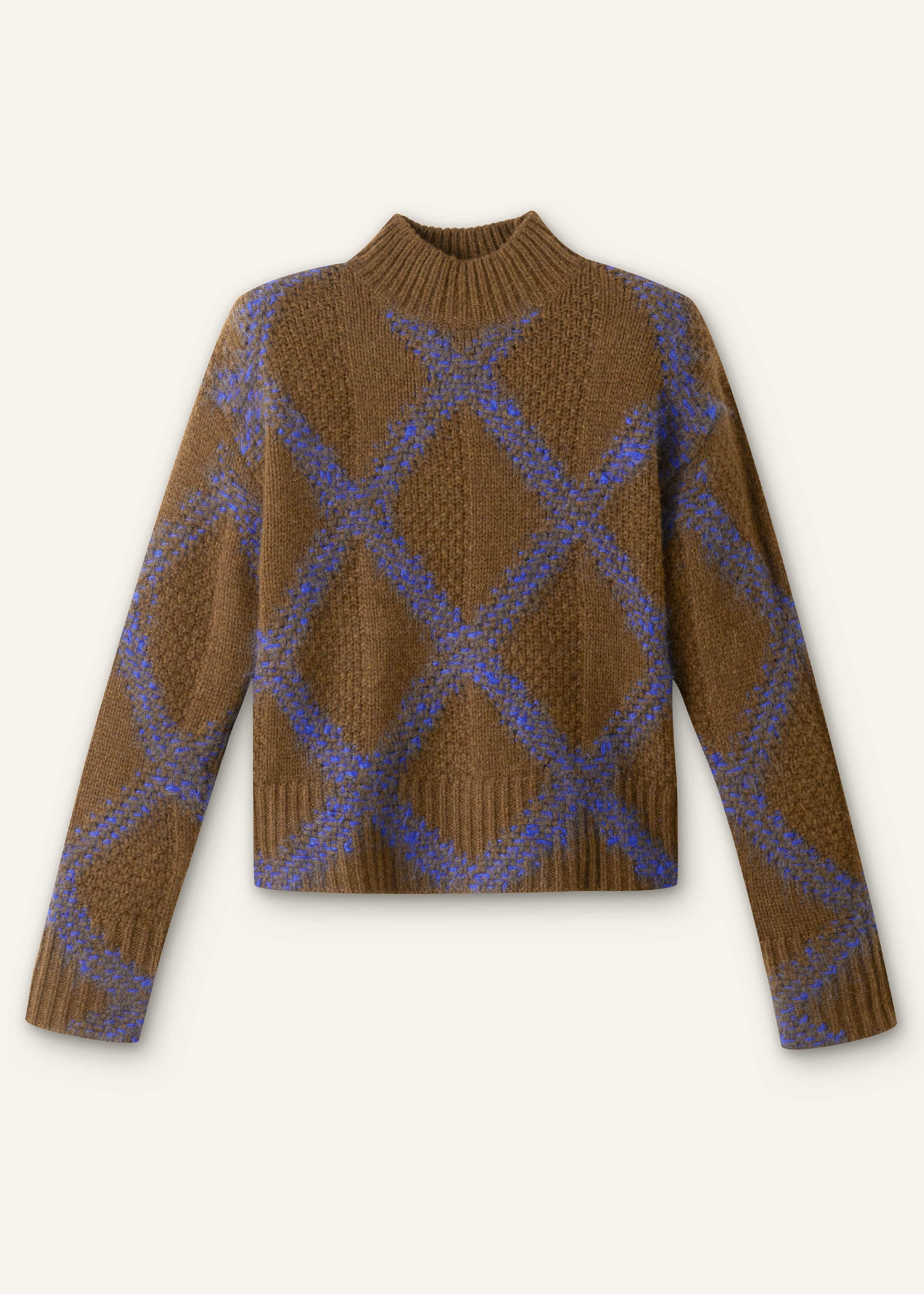 Green Merino Statement Textured Argyle Sweater meandem