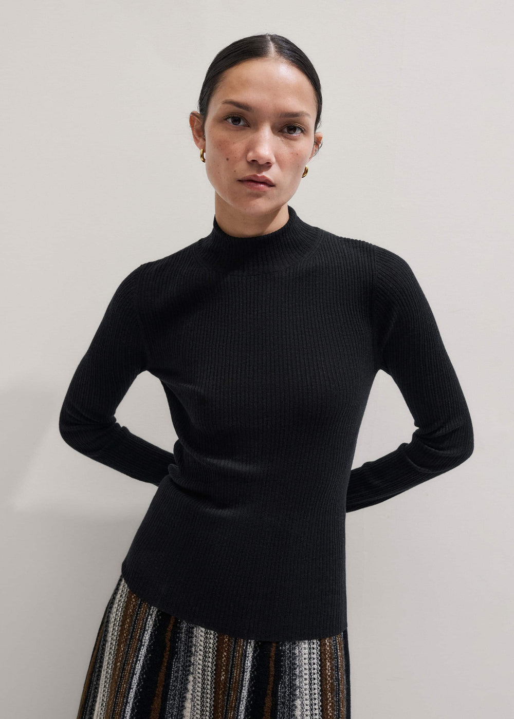 Black Barely There Slim Rib Layering Sweater meandem