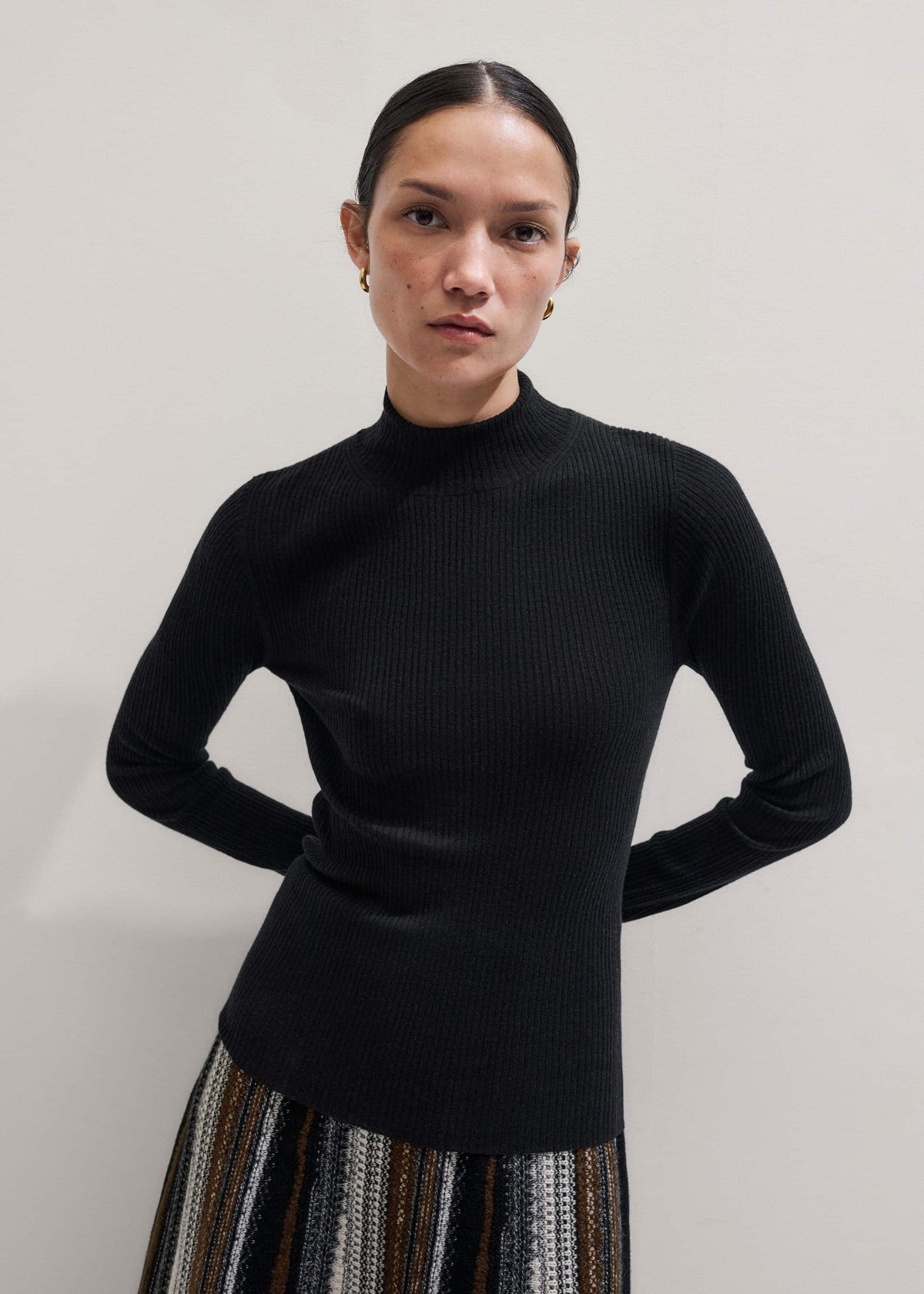 Black Barely There Slim Rib Layering Sweater meandem