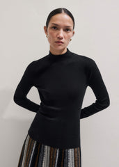 Black Barely There Slim Rib Layering Sweater meandem