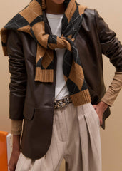 Brown Cashmere Relaxed Argyle Sweater meandem