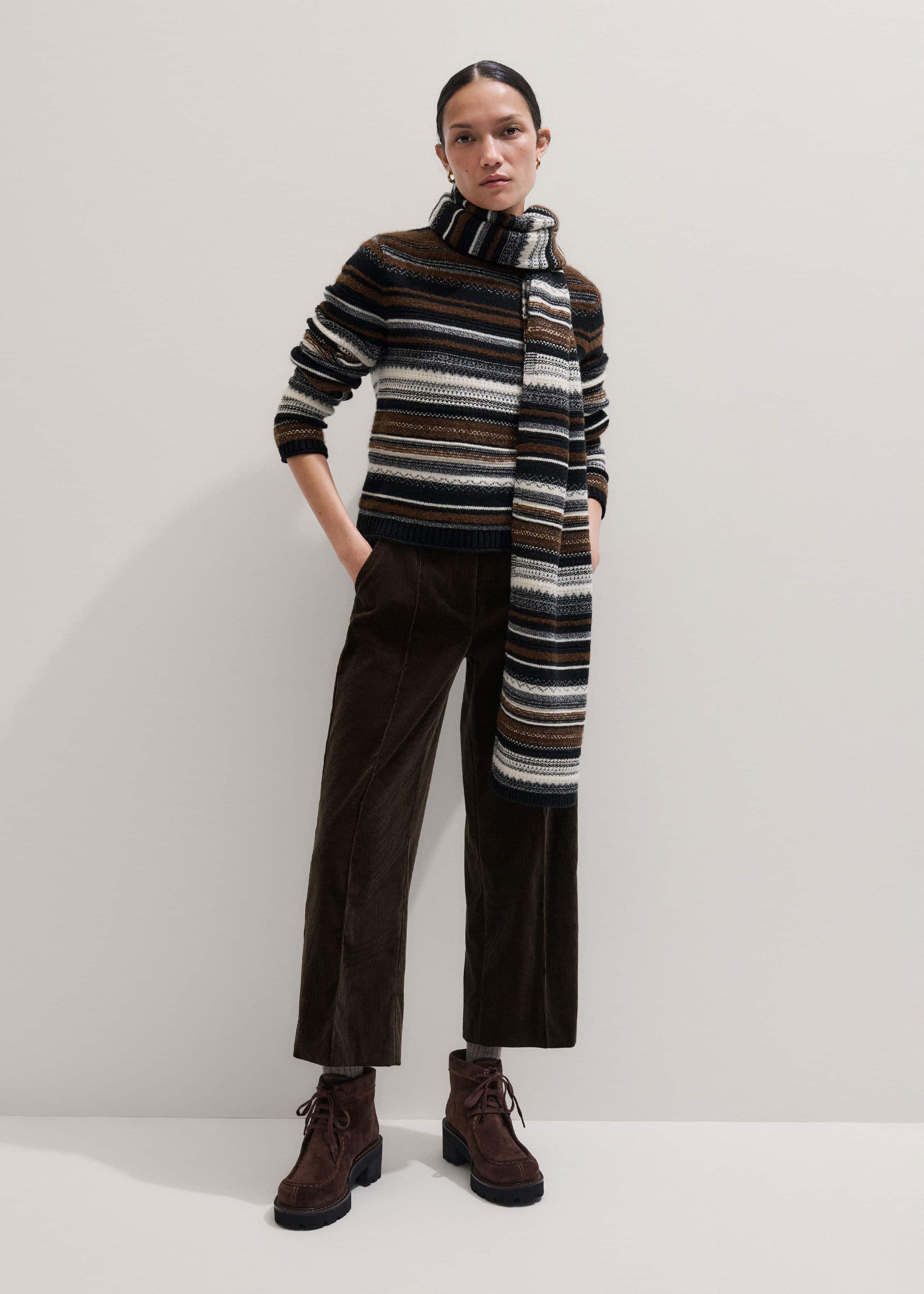 Black Textured Stitch Relaxed High Neck Sweater meandem