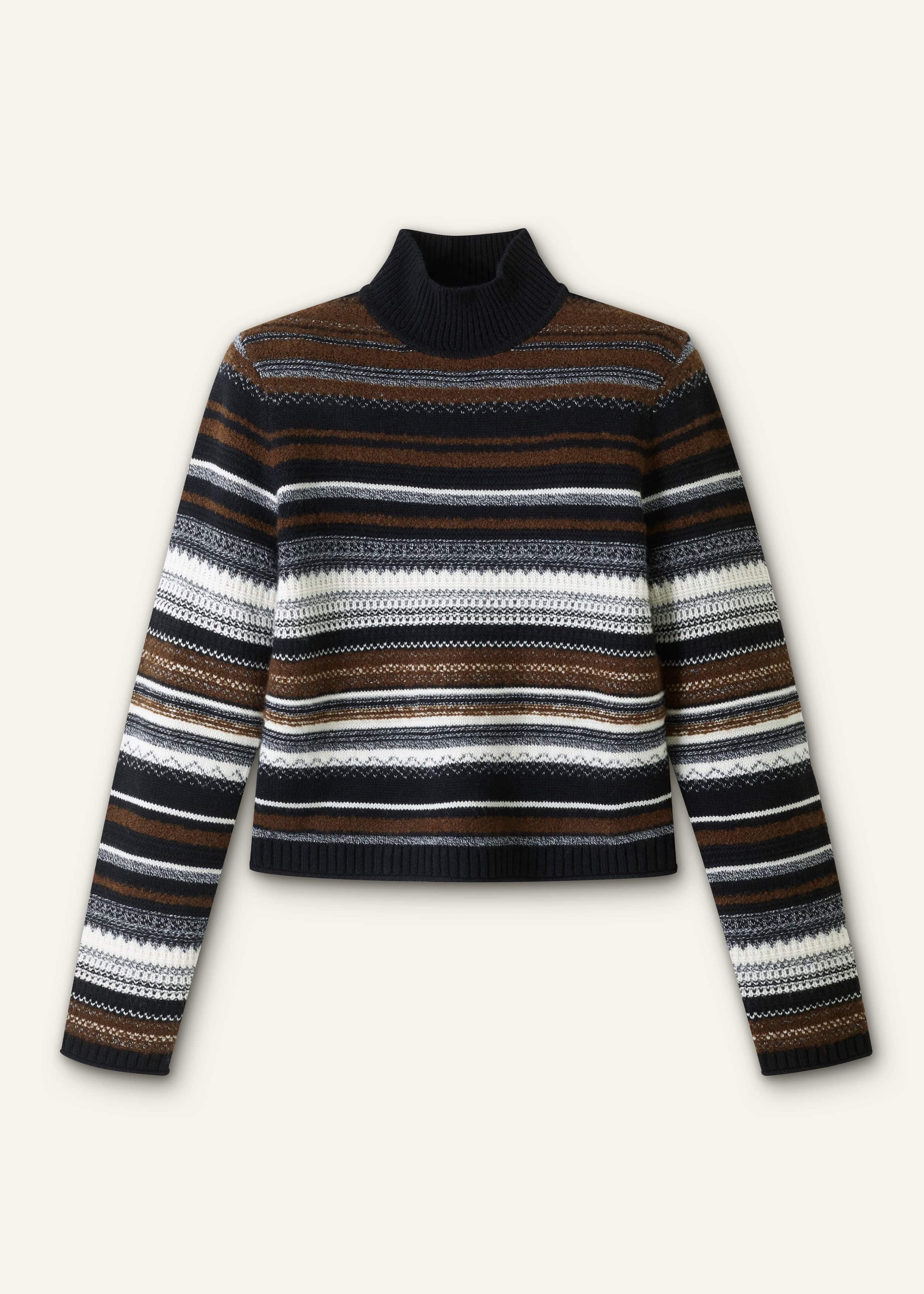 Black Textured Stitch Relaxed High Neck Sweater meandem