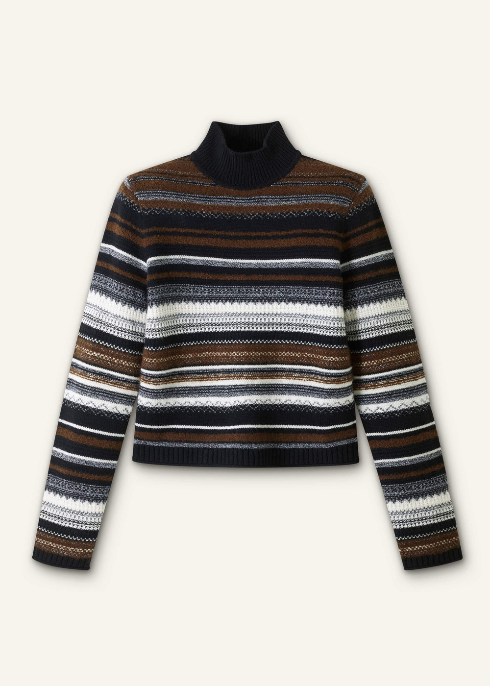 Black Textured Stitch Relaxed High Neck Sweater meandem