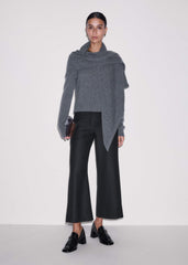 Gray Cashmere Relaxed Crop Sweater meandem