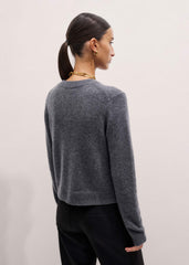 Gray Cashmere Relaxed Crop Sweater meandem