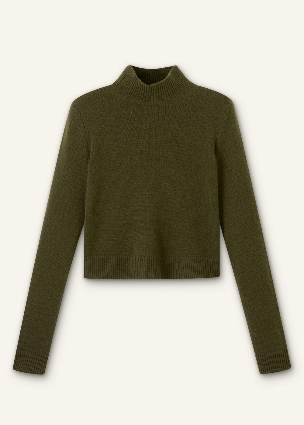 Olive Green High Neck Crop Sweater meandem