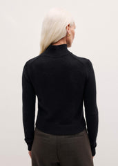 Black High Neck Crop Sweater meandem