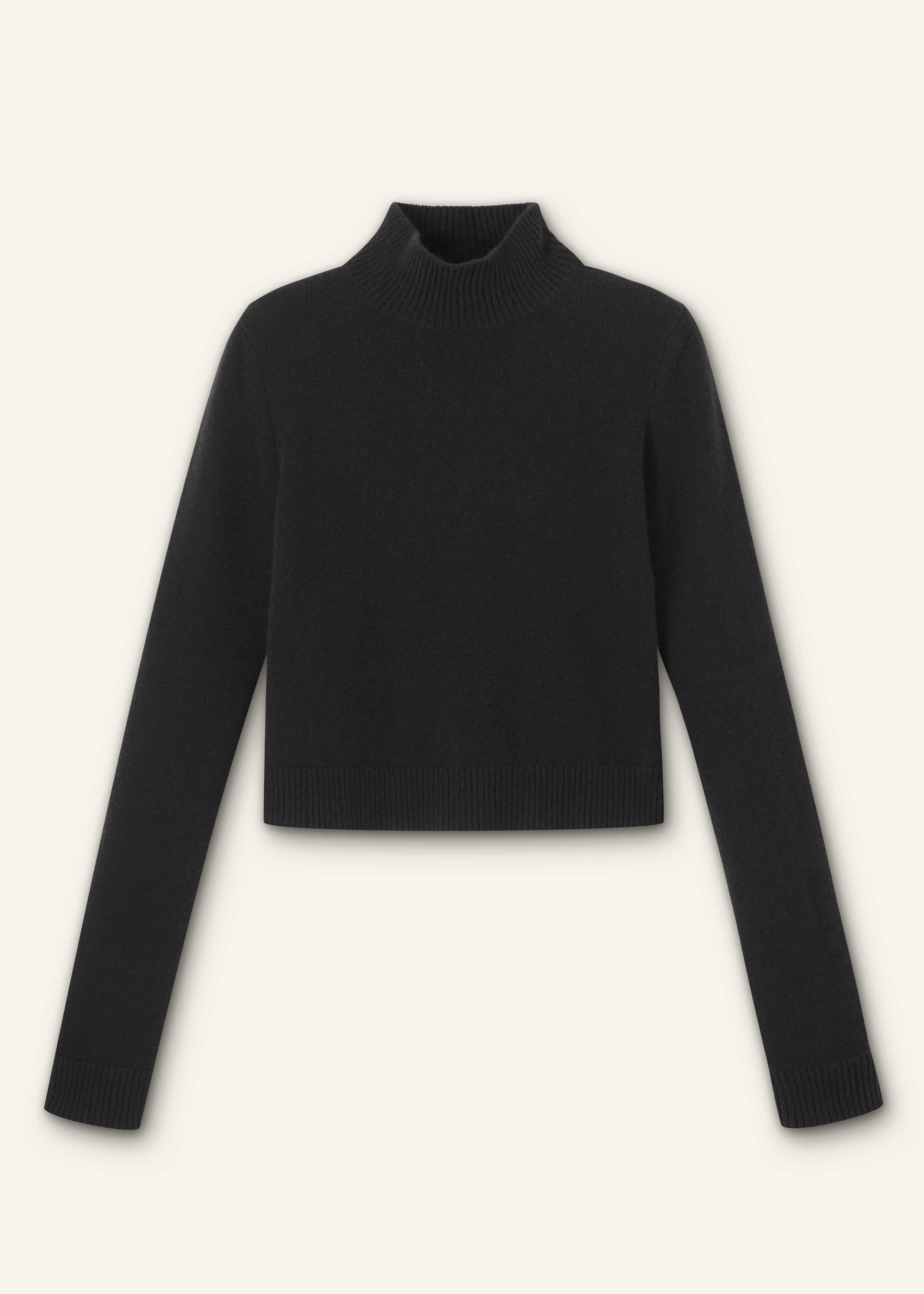 Black High Neck Crop Sweater meandem