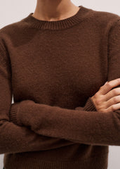 Brown Cashmere Relaxed Crop Sweater meandem