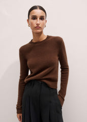 Brown Cashmere Relaxed Crop Sweater meandem