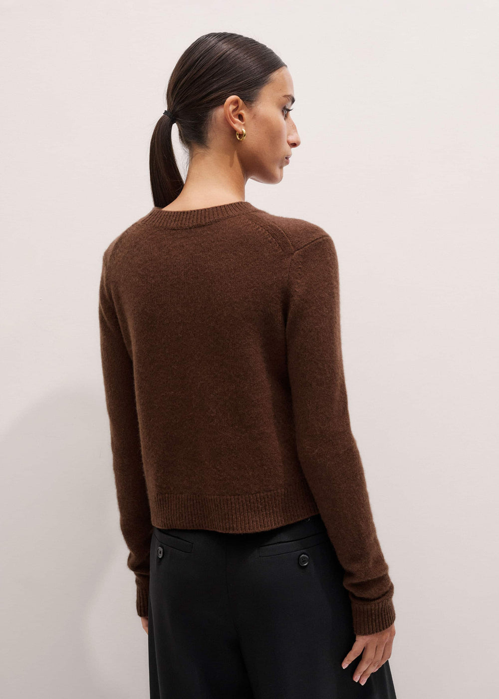 Brown Cashmere Relaxed Crop Sweater meandem