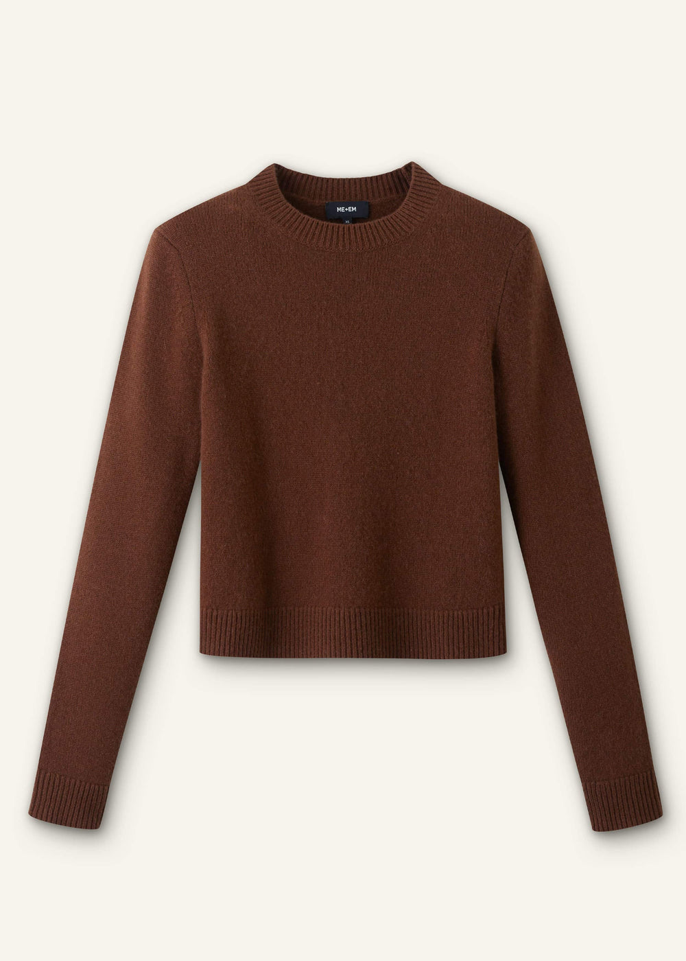 Brown Cashmere Relaxed Crop Sweater meandem