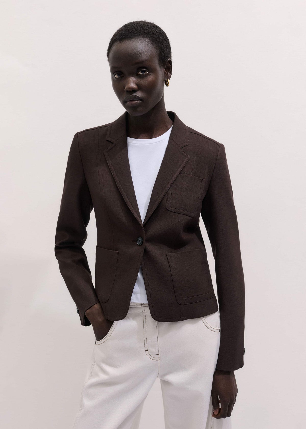 Brown Fitted Short Blazer meandem