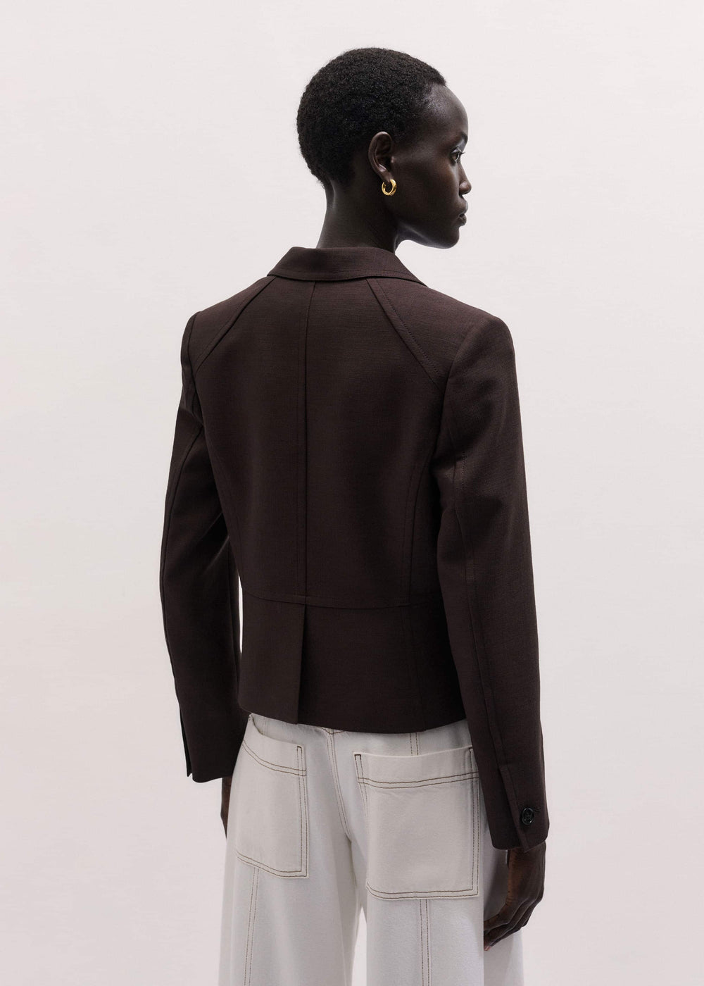 Brown Fitted Short Blazer meandem