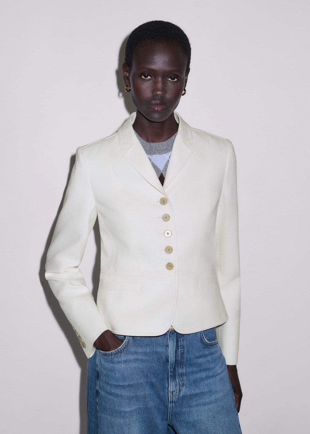 Ivory Fitted Utility Jacket meandem