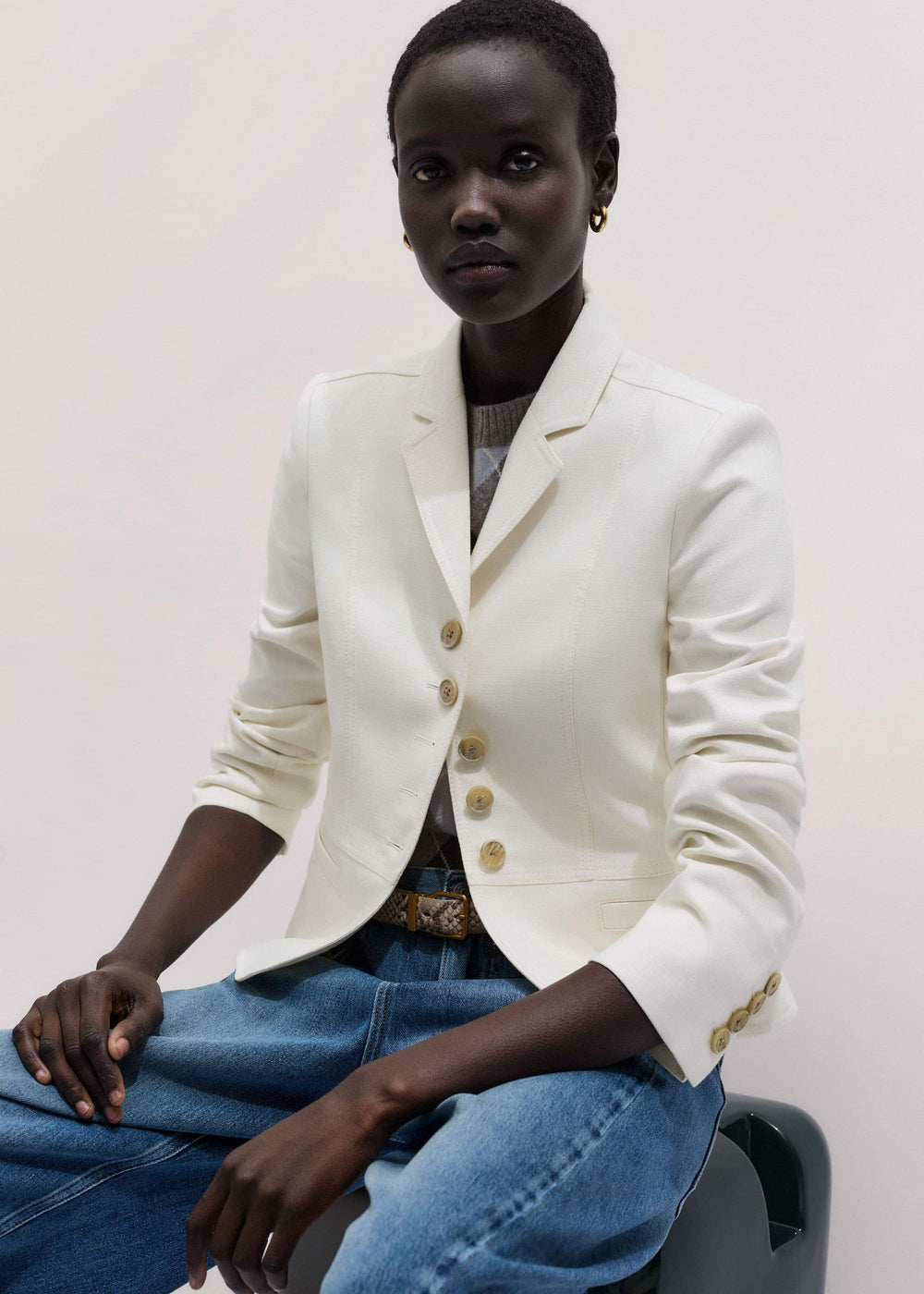 Ivory Fitted Utility Jacket meandem
