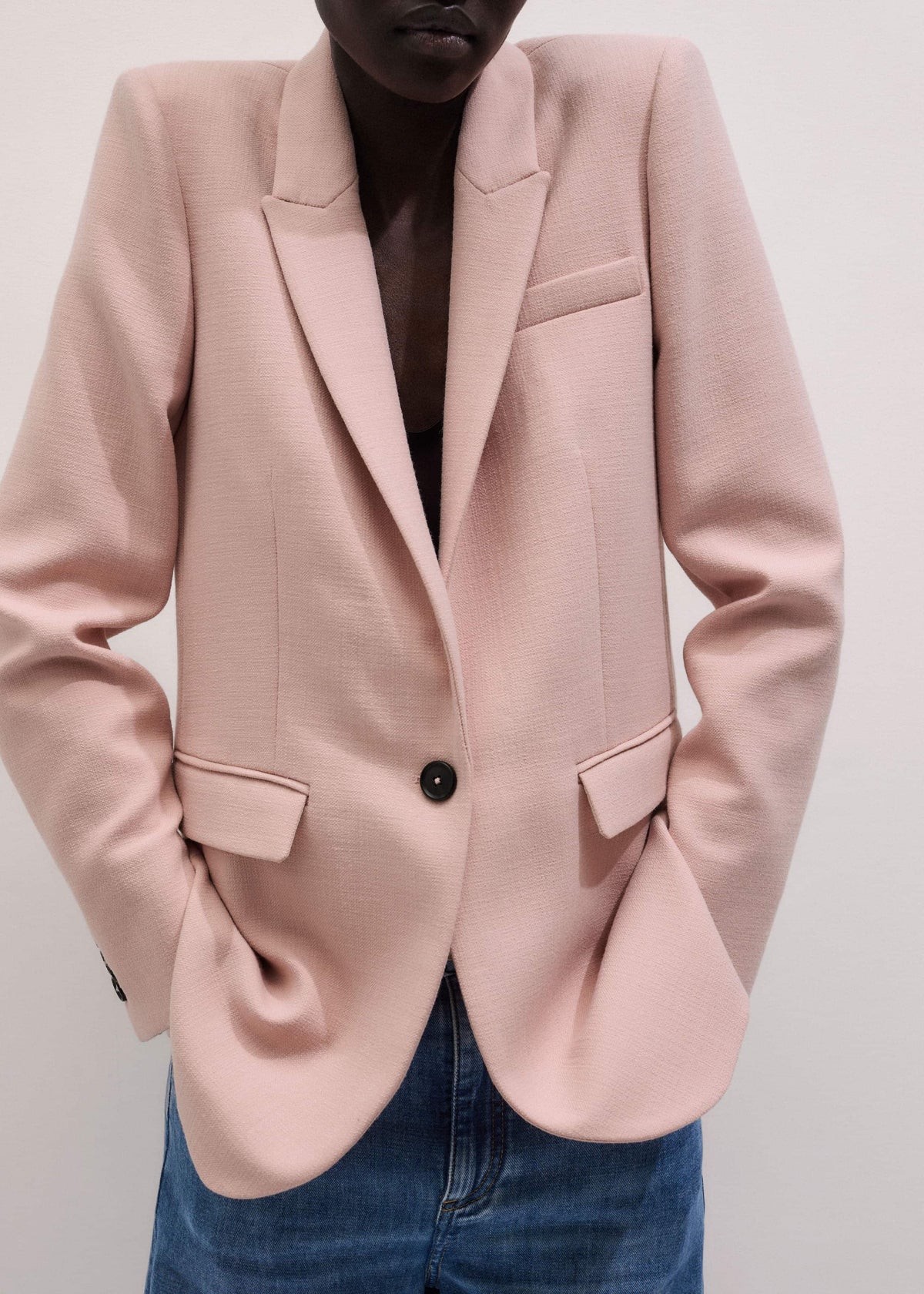 Pink Sharp Shoulder Blazer meandem