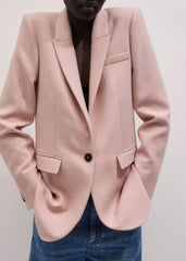 Pink Sharp Shoulder Blazer meandem
