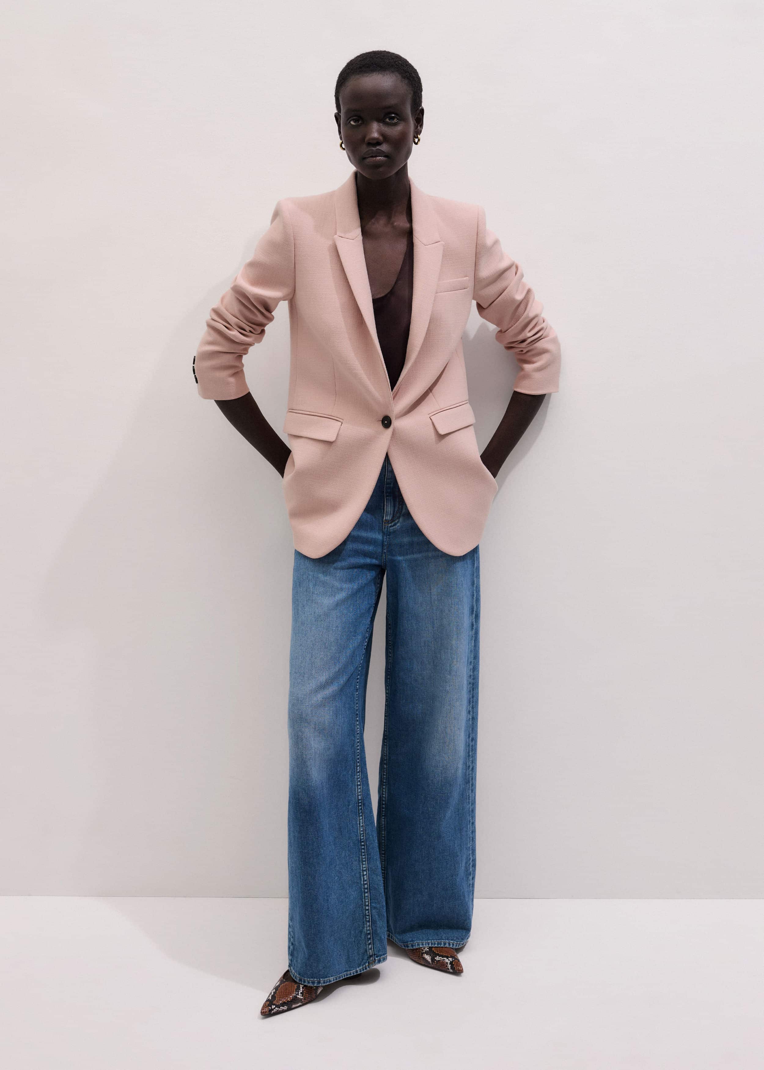 Pink Sharp Shoulder Blazer meandem