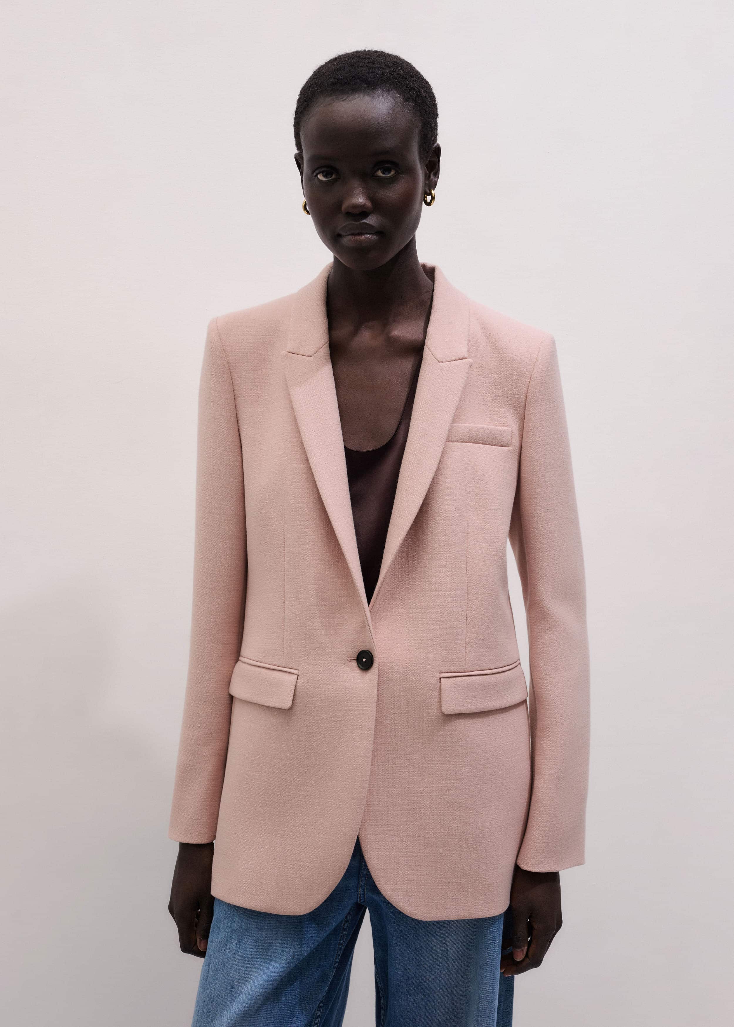 Pink Sharp Shoulder Blazer meandem