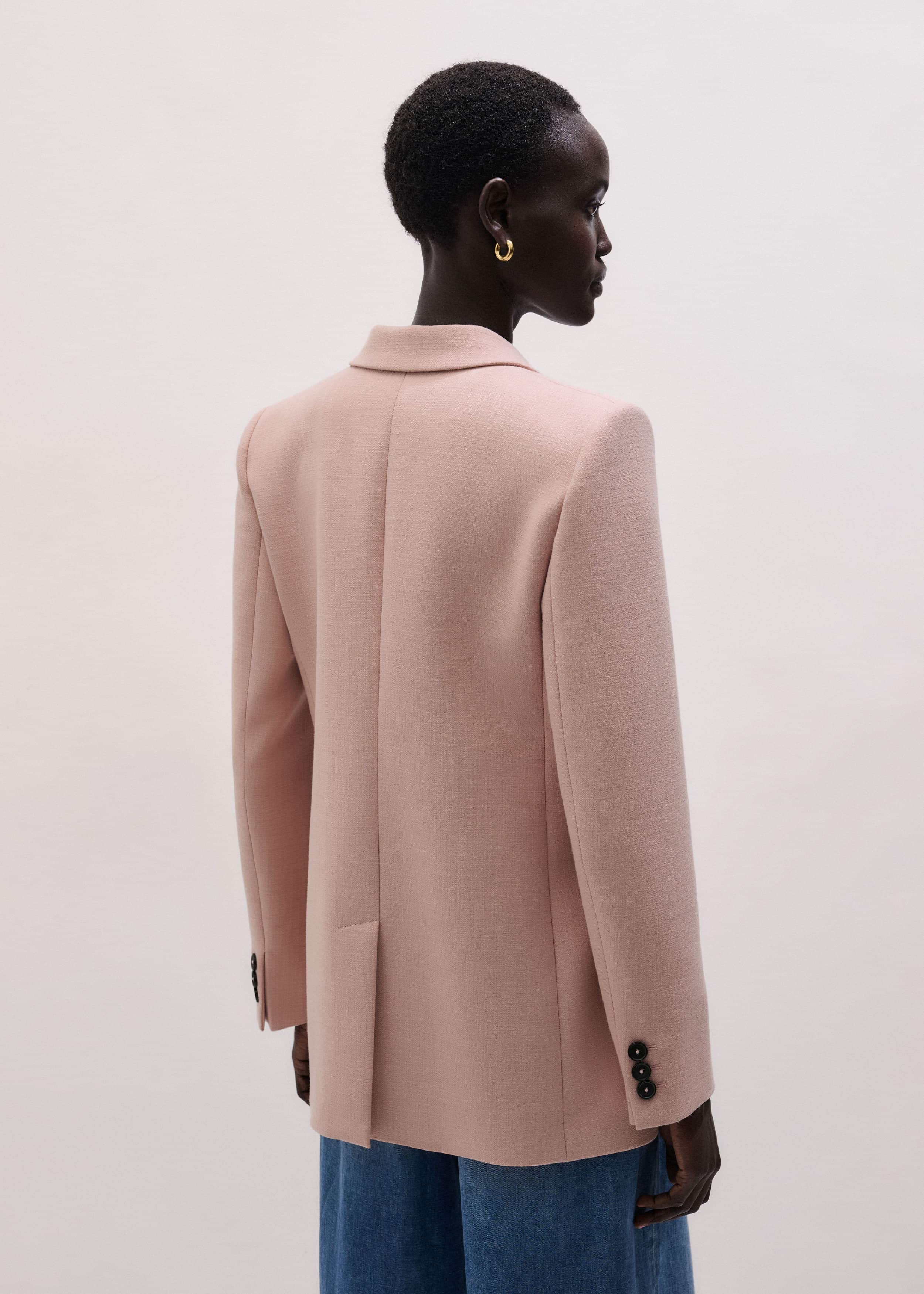 Pink Sharp Shoulder Blazer meandem
